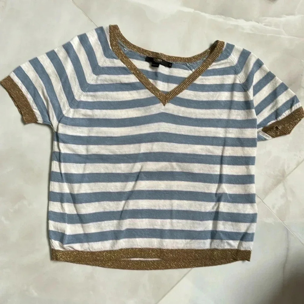 Blue and White Stripe Top